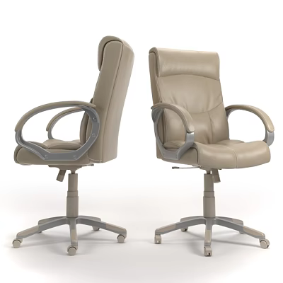 Comfortable Ergonomic Modern Office Chair With Leather Upholstery Adjustable Armrests And Wheeled Base 3d model
