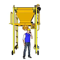 Yellow Industrial Machinery With Workers Inspecting And Operating On Site