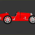 Red Vintage Open Top Race Car With Large Wheels And Metallic Accents
