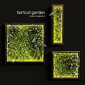 Decorative Ornament Set With Vertical Garden Moss Modules And Green Wall Decor 3d model