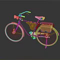 Vintage Bicycle With Red Seat Red Handlebars Brown Bag And Yellow Rims