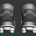 Modern Gray Soccer Shoes With Silver Cleats Blue Accents And Reflective Surface On Black Background