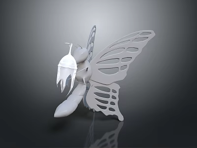 White Butterfly Shaped 3D Artistic Decorative Model Featuring Hollow Wing Design 3d model