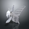 White Butterfly Shaped 3D Artistic Decorative Model Featuring Hollow Wing Design