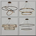 Modern Multi Layered Chandeliers With Illuminated Circular Rings And Crystal Accents
