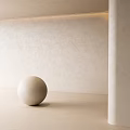 Modern Minimalist Beige Sphere Decor On Smooth Surface With Textured Wall 3d model