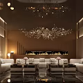 Elegant Modern KTV Lounge Interior With Crystal Chandelier And Leather Sofas 3d model