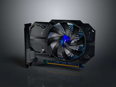 High Performance Graphics Card With Blue LED Cooling Fan And Heat Sink Design 3d model