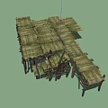 Rustic Elevated Wooden Platform With Weathered Planks And Support Beams