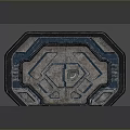 Futuristic Metal Emblem With Geometric Patterns And Blue Accents Design