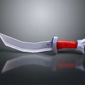 Modern Decorative Knife With Sharp Silver Blade Red Textured Handle And Blue Detail