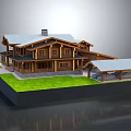 Two Story Wooden House With Sloped Roof Green Lawn And Covered Porch