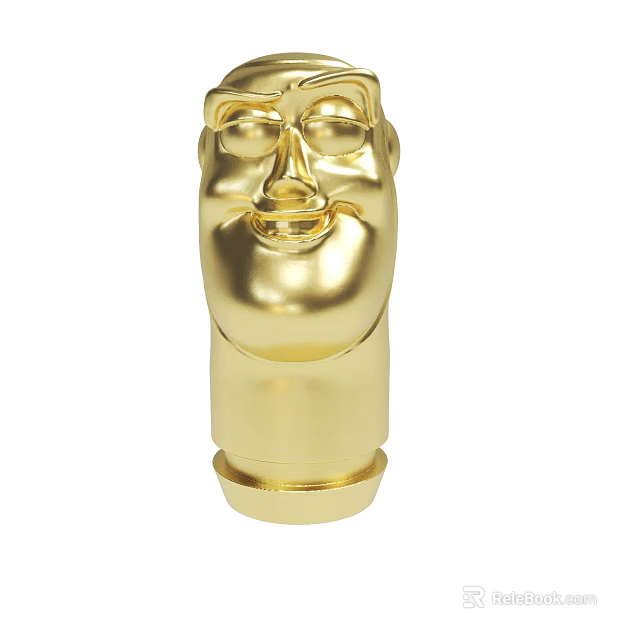 Shiny Golden Smiling Face Sculpture Decorative Ornament For Home 3d model 