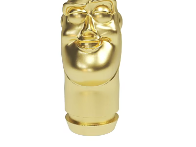 Shiny Golden Smiling Face Sculpture Decorative Ornament For Home 3d model
