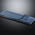 Modern Wired Blue Computer Keyboard With Sleek Design And Integrated Cable 3d model