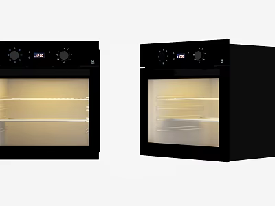 Modern Black Kitchen Ovens With Glass Door Interior Lighting And Control Panel 3d model