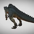Large Predatory Dinosaur with Spiked Back Open Mouth and Sharp Teeth in Dynamic Walking Pose 3d model