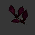 Game Movie Character Red Dragon With Large Wings Flying And Yellow Light Spots