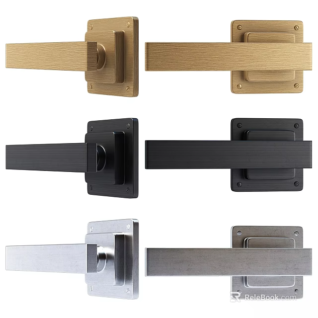 Contemporary Hinged Door Handles in Gold Black Silver Metal Finishes for Home 3d model 