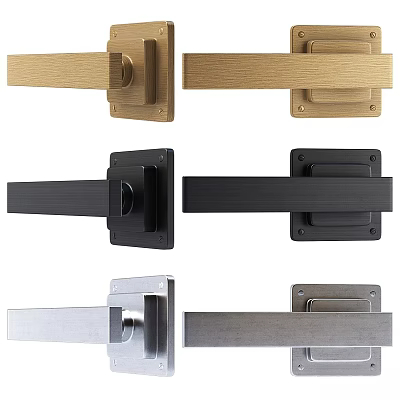 Contemporary Hinged Door Handles in Gold Black Silver Metal Finishes for Home 3d model