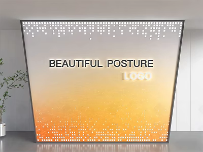Modern Background Wall With White Dot Pattern Gradient Color Beautiful Posture Text And Logo 3d model