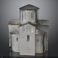 Traditional White Building Model With Multiple Domes Arched Windows And Gray Roofs