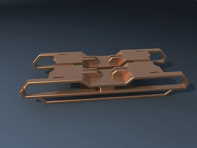 Modern Copper Metal Sculpture With Geometric Hollowed Out Symmetrical Design On Dark Background 3d model
