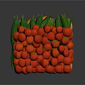 Fresh Yellow Pumpkins Green Peas and Red Strawberries Arranged in Cube Shaped