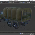 Green Military Truck With Canvas Cargo Cover And Six Wheels Design