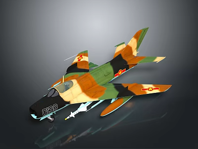 Camouflage Painted Aerospace Aircraft Model with Military Style and Aerodynamic Details 3d model