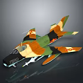 Camouflage Painted Aerospace Aircraft Model with Military Style and Aerodynamic Details