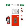 Essential Fire Safety Equipment With Extinguishers Alarm Boxes Control Panels And Buttons