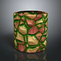 Cylindrical Decorative Item Featuring Colorful Stone Texture And Green Grass Details