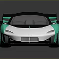 Modern Sleek Sports Car With White Teal Body Aerodynamic Rear Spoiler And Glossy Finish