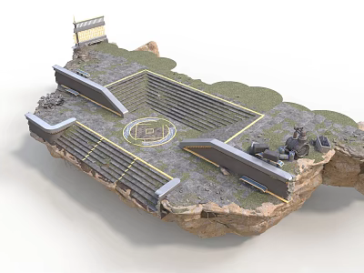 Circular Arena Design On Rocky Platform With Stepped Seating And Central Area 3d model