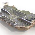 Circular Arena Design On Rocky Platform With Stepped Seating And Central Area