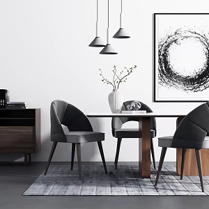 Nordic Dining Table and Chair Combination Dining Table and Chair 3d model