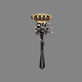 Ornate Fantasy Weapon with Golden Decorative Top Skull Design and Spikes on Dark Handle