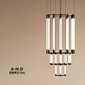 Modern Sleek Chandelier With Vertical Light Tubes For Interior Lighting Design 3d model