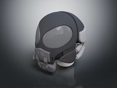 Modern Gray Protective Helmet With Sleek Design And Transparent Visor 3d model