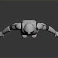 Futuristic Robot Character In Game And Movie With White Gray Armor Orange Helmet Glowing Details