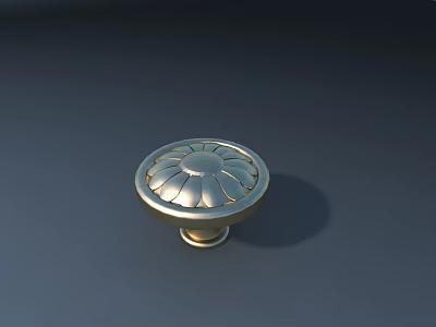 Golden Floral Pattern Cabinet Knob With Elegant Design For Furniture Hardware 3d model