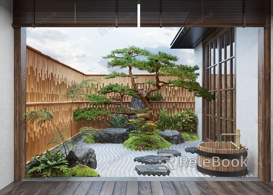 Zen patio courtyard landscape landscape landscape landscape plants moss landscape landscape sketch patio landscape model