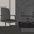 Modern Gray Leather Office Chairs with Metal Frame Armrests and Swivel Base Wheels