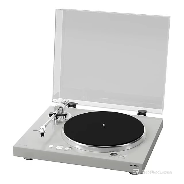 Modern Vinyl Turntable Player With Transparent Dust Cover Black Platter And Control Buttons 3d model 