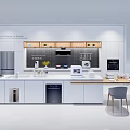 Modern Kitchen Interior Design With White Cabinets Island Counter And Stainless Steel Appliances