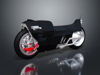 Sleek Black Modern Motorcycle Design With Silver Wheels Red Brake Calipers And Reflection 3d model