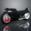 Sleek Black Modern Motorcycle Design With Silver Wheels Red Brake Calipers And Reflection