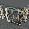 Modern Office Building Complex With Glass Facade And High Rise Structures