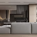 Modern Living Dining Area Interior Design With Sofa Coffee Table And Island Bar Stools